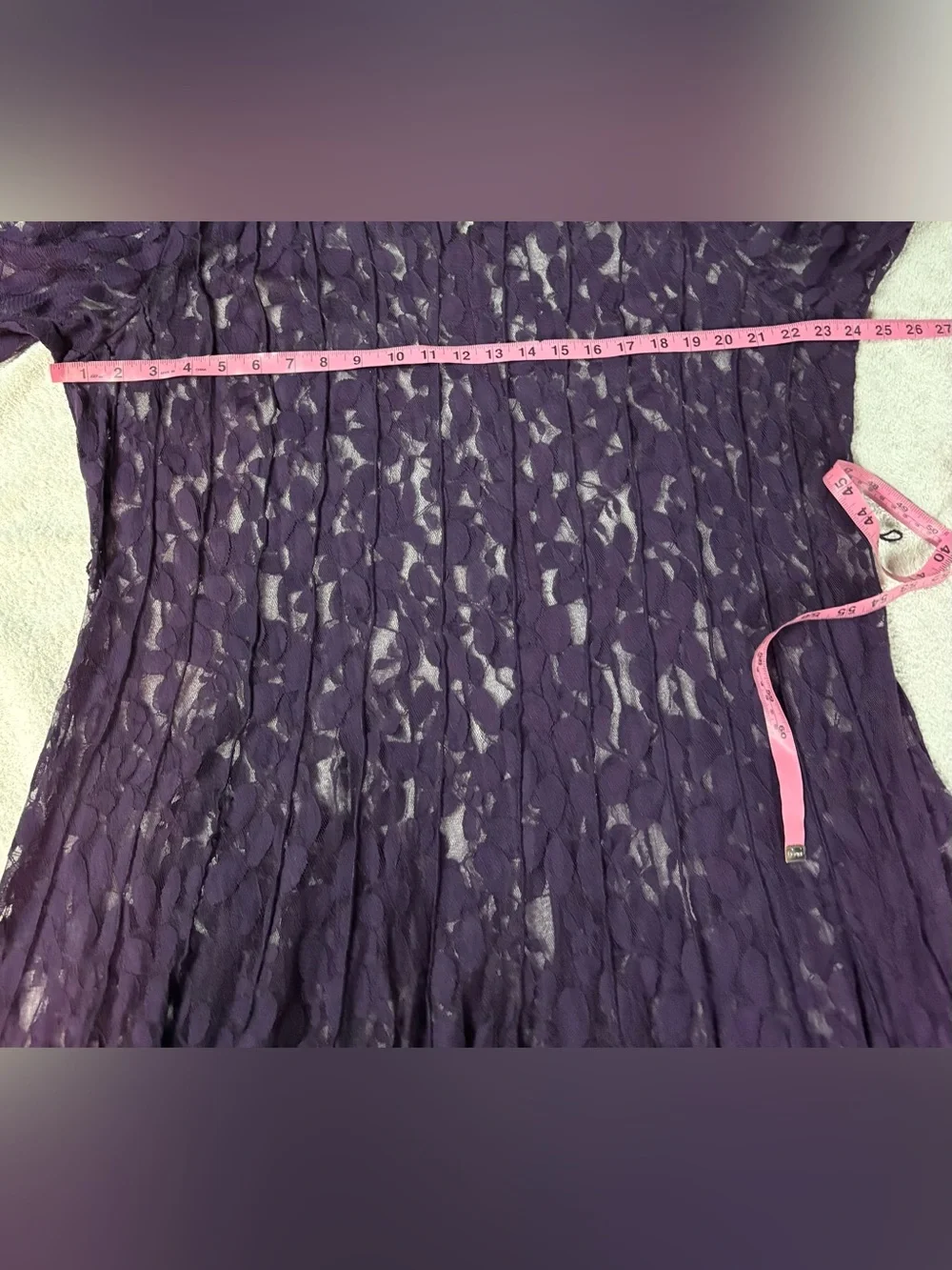 MSK Purple Lace Fit & Flare Dress with Satin Waist Tie - Picture 6 of 7